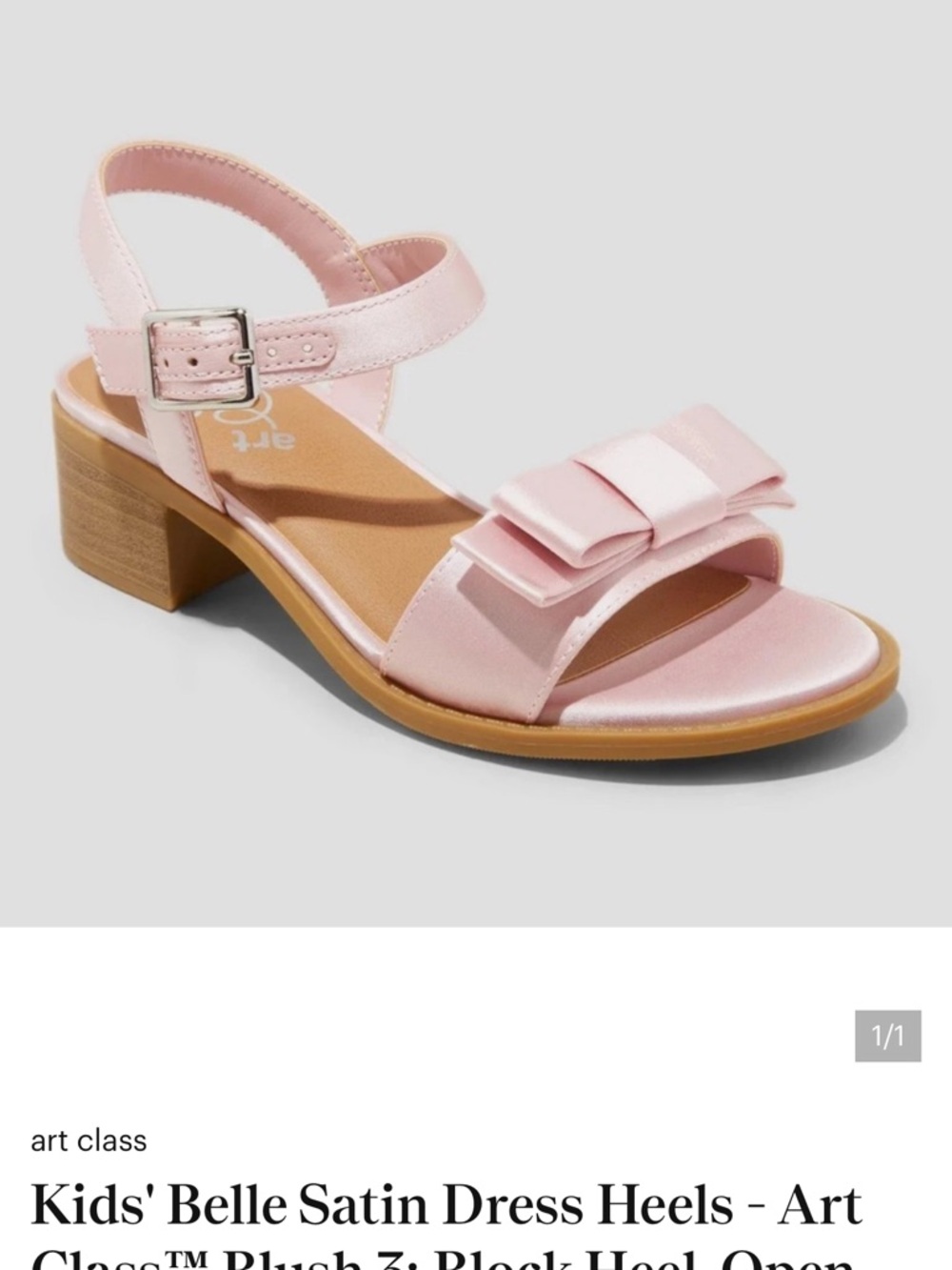 art class Pink Satin Bow Low Block Heel Sandals